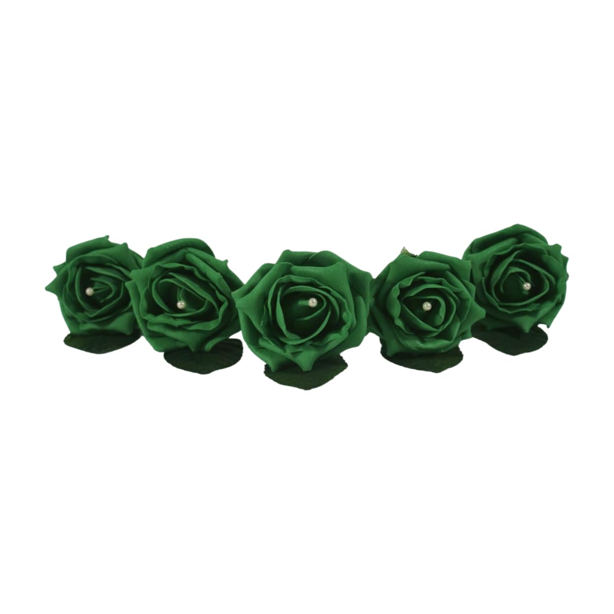Shimmer-hj 5 Emerald Handmade Rose Buttonholes with Pearl - Artificial Flower Boutonniere & Corsage for Weddings, Proms, Bride, Groom, Bridesmaid & Guests โ image 1