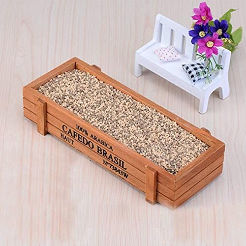 Hztyyier Wooden Planter Box, 8.9 x 3.3 x 1.6inch Indoor Outdoor Succulent Planter Pot Home Garden Flower Decorative Container Storage Box