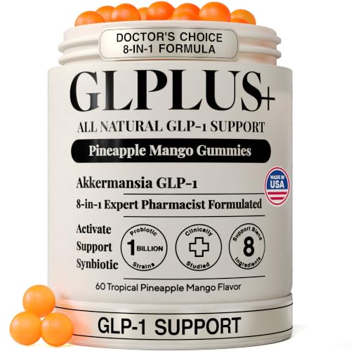 8-in-1 GLP-1 Supplement for Women and Men | Hunger & Metabolism Support Gummy with Akkermansia Turmeric & Resveratrol (Mango Pineapple Gummy)