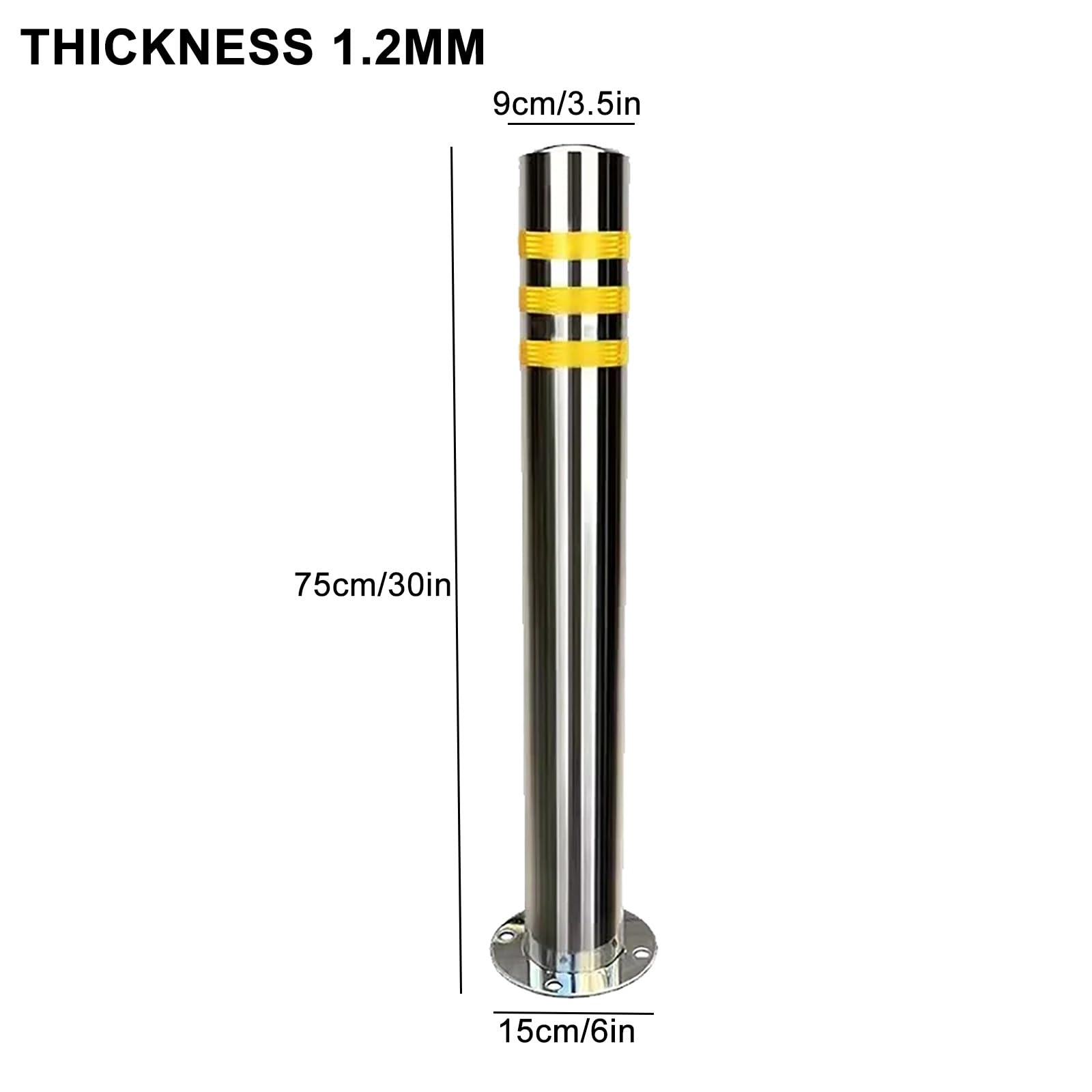 Bolardo de Seguridad de Acero Inoxidable, Poste de Barrera de Estacionamiento, para Estacionamiento, Control de Tráfico, Barrera de Entrada, Poste de Estacionamiento(75cm/30in)
