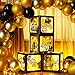51 Pcs Gold and Black Party Decorations Kit Birthday Balloon Boxes with Balloons and LED Light Strings Gold and Black Birthday Backdrop Photo Props for Men Women Birthday Party Supply Balloon Arch Kit