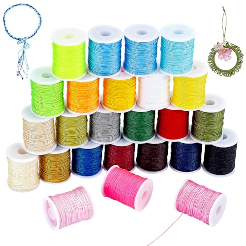 PH PandaHall 25 Couleurs Fil de Nylon Cordon Bracelet, Nylon Corde Macramé 0.8mmx10m Fil Nylons...