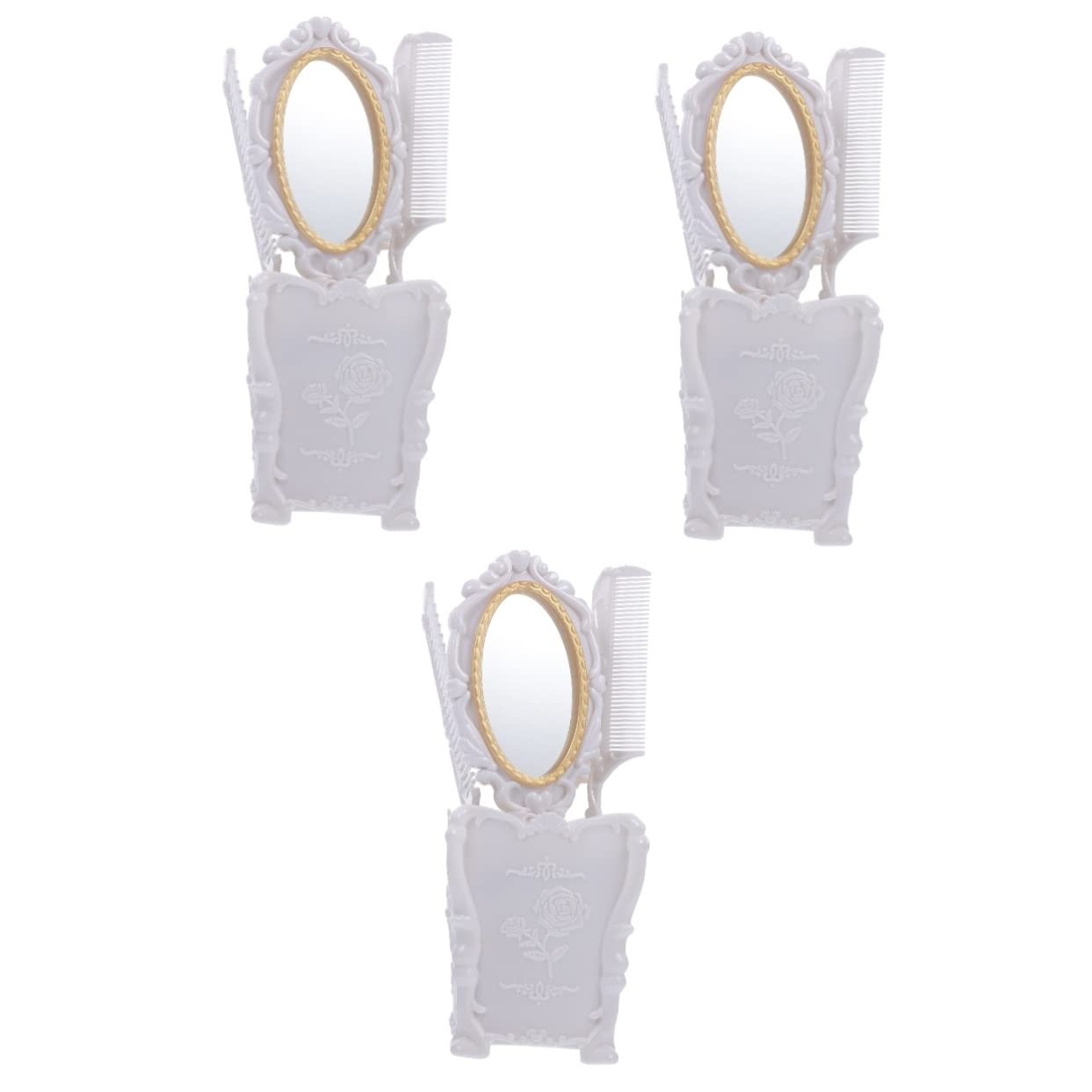 FRCOLOR 3sets Specchio e Pettine Portatile Con Combinazione Di Comb Attrezzatura Per Trucco Set Elegante Per Casa e Salone Include Pettini Anti-statici Per Tutti Tipi Di