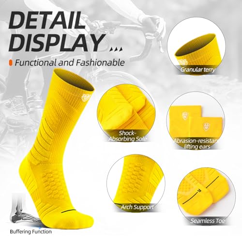 Men's sports crew socks,arch support,grip athletic socks,socks for basketball and tennis,3 pack,black compression sock4