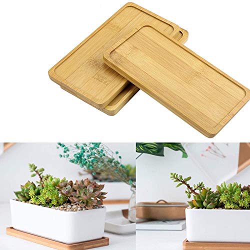 3 Stuksrechthoekig Dienblad Van Bamboe, Dienblad Van Bamboe, Bamboe Dienblad Voor Eten, Rechthoekige Succulente Bloempot… - Afbeelding 8
