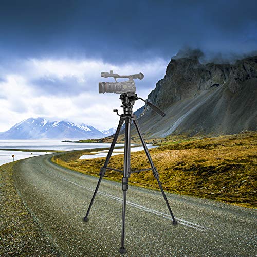 Video Tripod With Fluid Head, Kamisafe Vt-1500 Heavy Duty Tripod Camera Stand Fluid Head Tripod For Video Camera Dslr Camcorder Nikon Canon Sony With Carry Bag, Extends To 65", Max Load 22 Lbs #TOP1