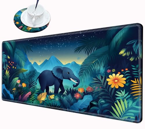 Image of Gaming Mouse Pad Large Mousepad Elephant Desk Mat XXL Big Desk Pad Rubber Base Computer Pad with Stitched Edges Mouse Mat for Work Game Home Office