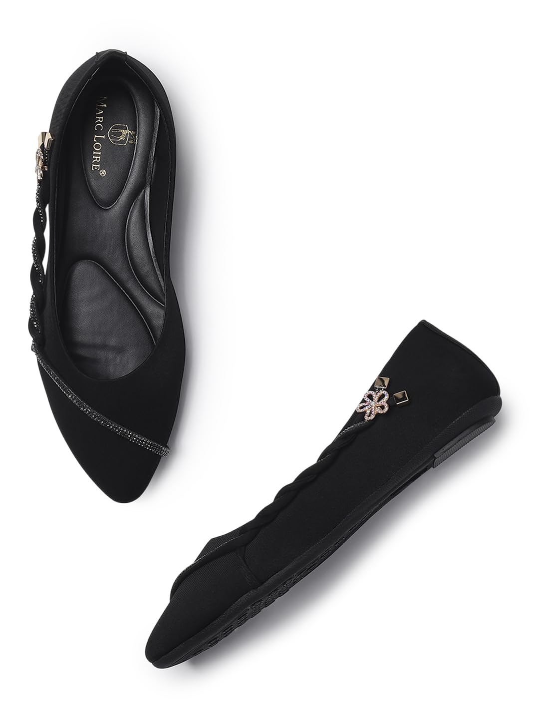 marc loire Woman Embellished Pointed Ballerina Shoes| Slip-On Footwear with Stylish Design for Wedding-picture-26