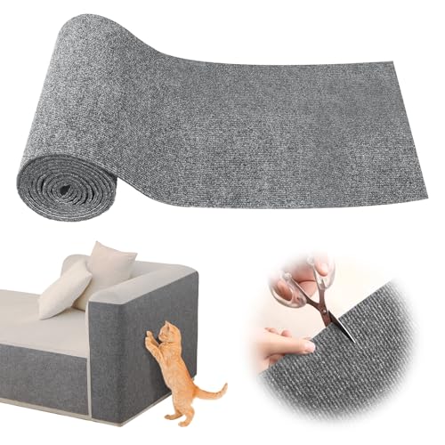 100CM*30CM Tappeto tiragraffi per gatti，4 colori e 4 misure， tappeto tiragraffi gatti， adesivo tappetino gatto， protezione divano graffi gatto antigraffio divano (grigio chiaro, S)