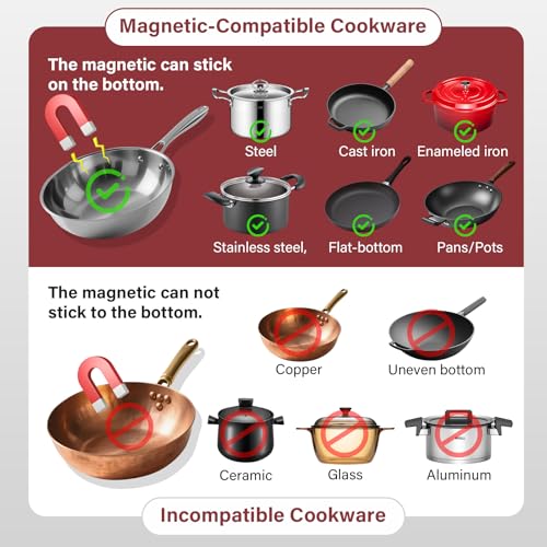 Image of 1800W Commercial Induction Cooktop: Features 10-Level Precision Power Control and Low-Noise Cooling for Home Chefs and Party Catering,With Knob and LCD Screen