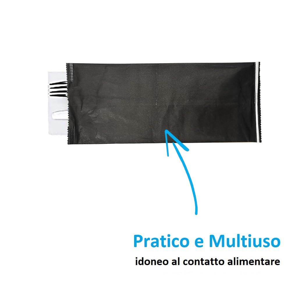 PALUPLUS 1000 Buste Portaposate in Carta color NERO, Misura 11x25 cm, con tovagliolo Doppio Velo, Porta Posate Made in Italy -5002F