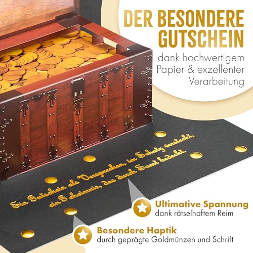 BASICBIRD Gutschein zum Selberausfüllen als PopUp Schatztruhe, Gutschein Karte Geburtstag mit Rubbelkarte, Gutscheine zum selber ausfüllen, Gutscheinkarten zum selbstausfüllen, Geburtstage, Geschenke