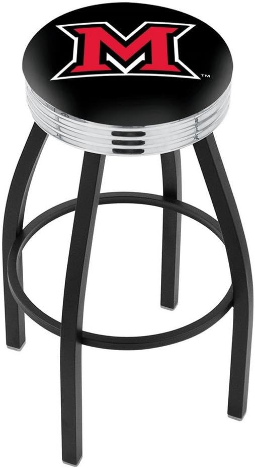 HBS L8B3C Miami (OH) 30" Swivel Bar Stool with a Black Wrinkle and Chrome Finish