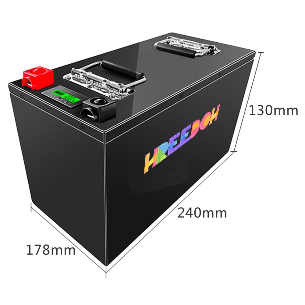 Batteria LiFePO4 12V 24V Batteria al Litio Ferro fosfato 50AH 100AH ​​150AH 200AH 300AH Batterie per Motore 0-3600W