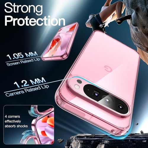 Image of JETech Cover Case for Google Pixel 9 Pro XL 2024, Non-Yellowing Shockproof Bumper Protective Phone Cover, Anti-Scratch Hard PC Back (Quartz Rose)