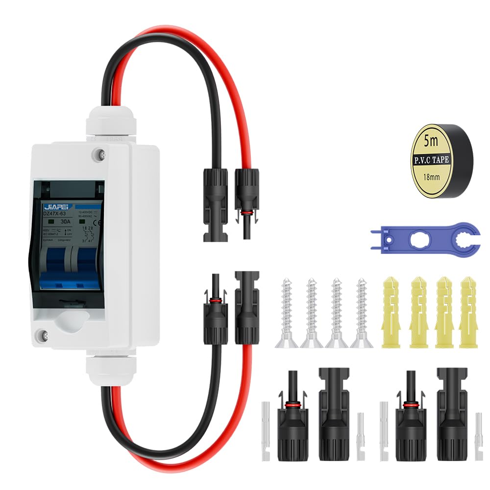 Solar Panel Disconnect Switch 30 Amp 400V Breaker Box, PV DC Miniature Circuit Breaker Disconnect Box Outdoor with IP65 Waterproof Box