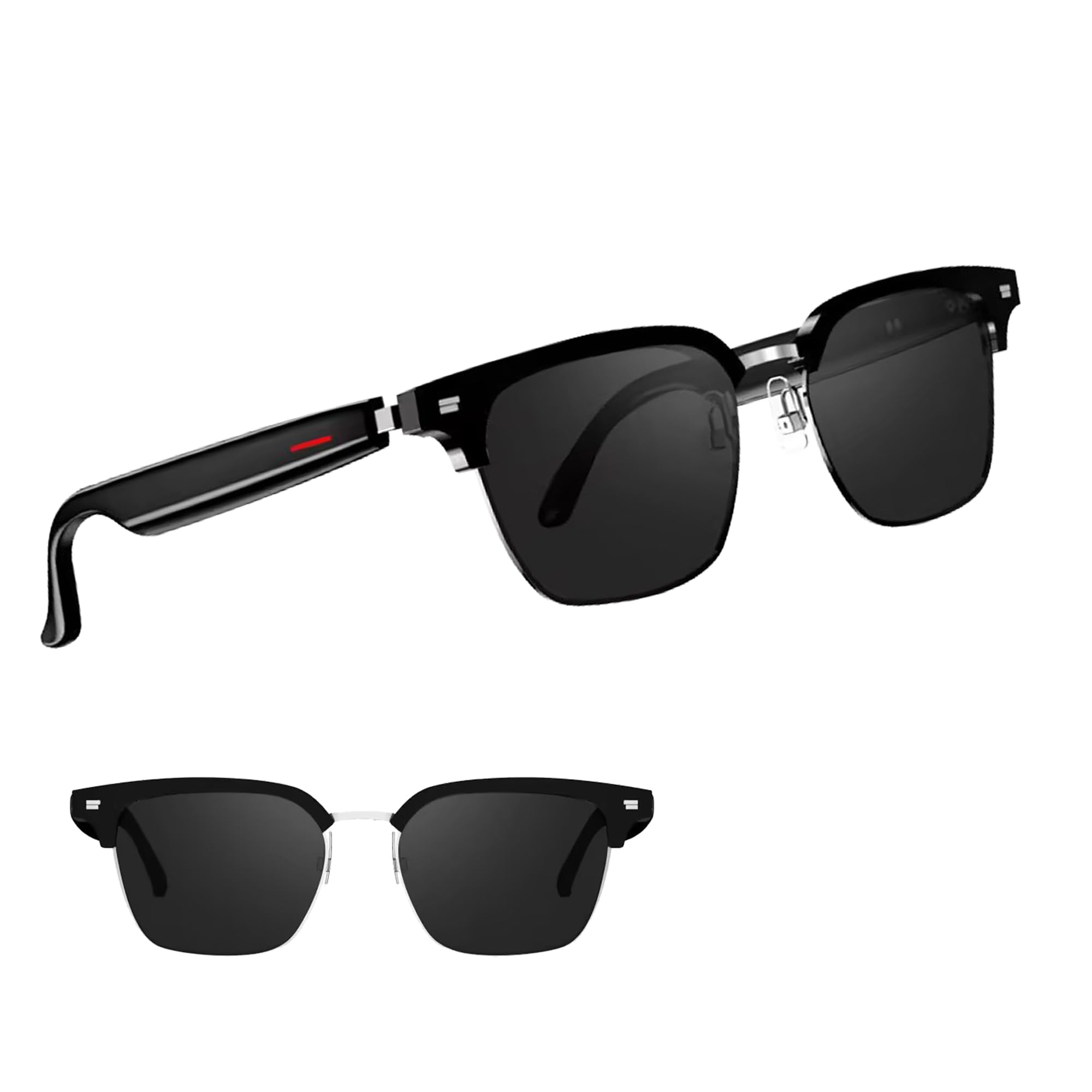 ToPanda Smart Audio Glasses (3rd Gen), TWS Open Ear Speakers with Bluetooth 5.0 Connectivity for Gaming Meeting. (Black/Silver-Sunglasses Lenses)