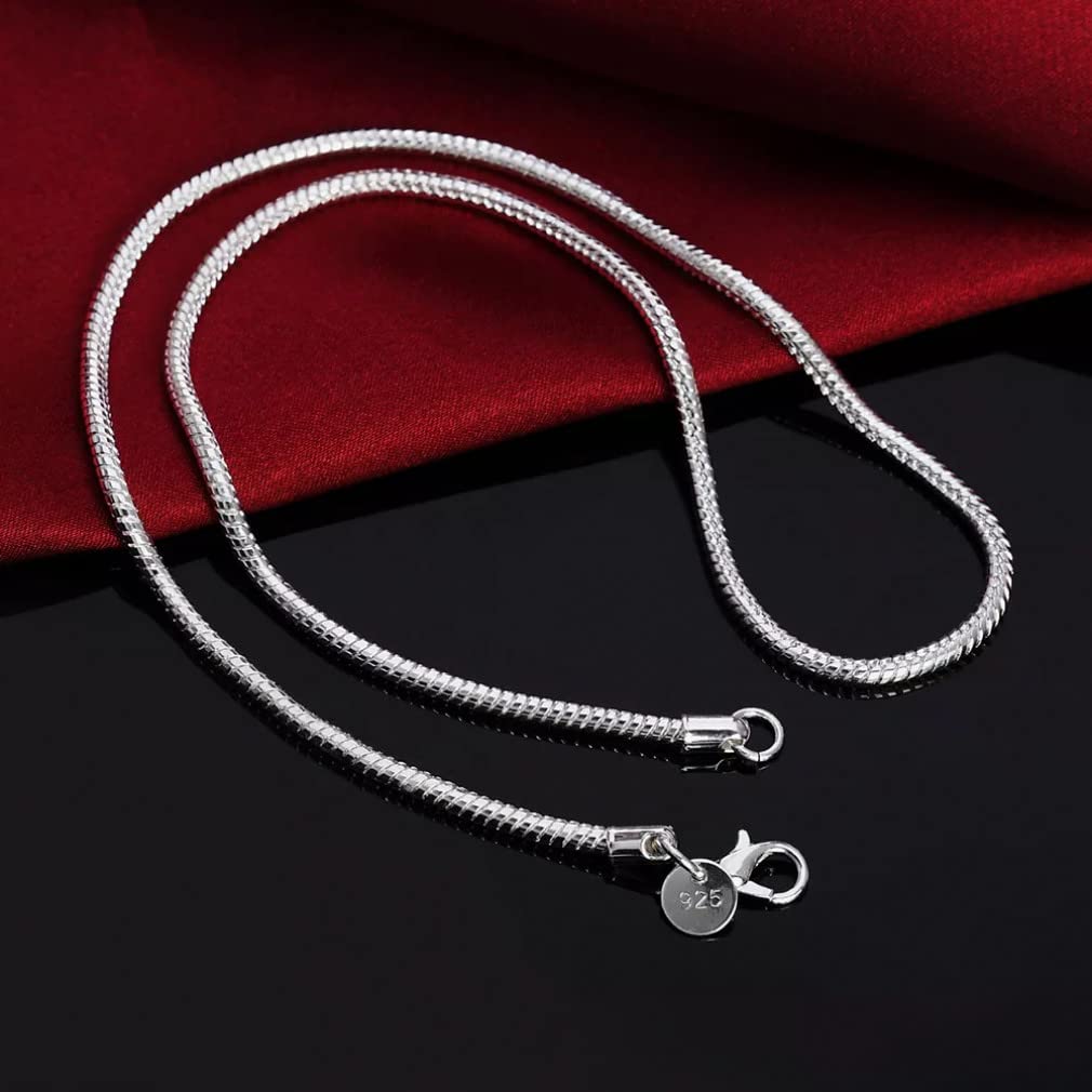 Collar de Cadena de Serpiente de Plata de Ley 925 de 1MM, 2MM y 3MM para Hombres y Mujeres, Regalo de joyería de Boda