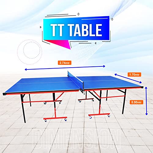 Image of ‎Classic Active Wood Table Tennis Table w /Both Side Laminated & Wheels w /Lock (TT Net + 2 TT Racket & 2 Balls) (18 mm Top Thickness Speedo)