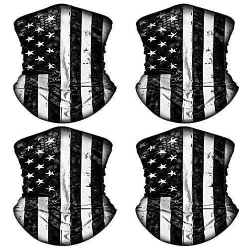 4 Pack American US Flag Face Bandana Balaclava for Men Women, Sun UV Dust Protection Reusable Washable Half Mask Scarf, Cooling Cloth Neck Gaiter Headwear for Cycling, Hiking, Fishing, Motorcycle-1