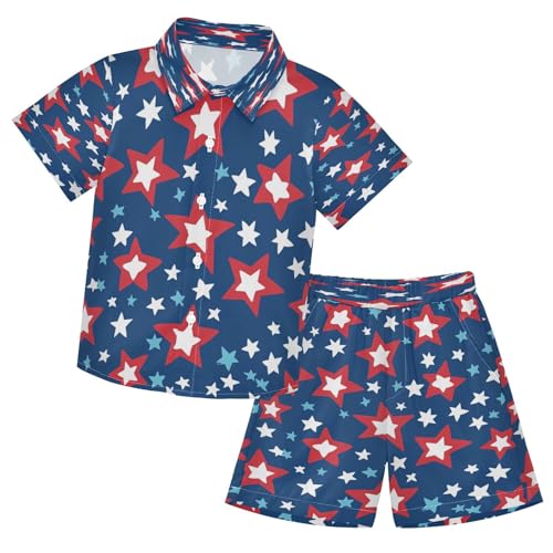 Image of Boccsty Red Strawberry Boy Summer Shorts Sets Hawaiian Toddler Boys T-Shirt & Pants 2 Pcs 3T-10T