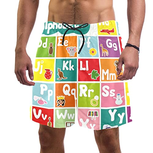 Maillots de bain pour hommes JDEZ short de plage alphabet coloré et ultra léger