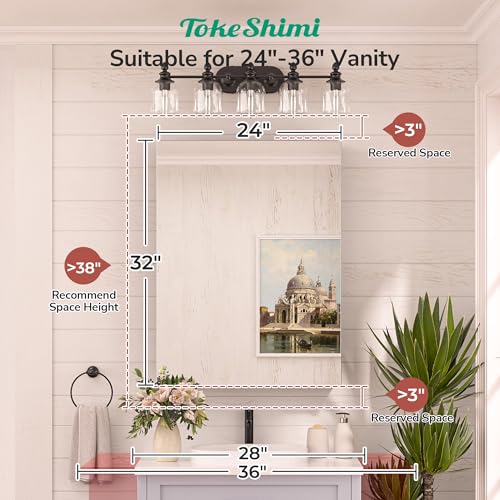 image for TokeShimi 24x32 Mirrored Medicine Cabinet Recessed or Wall Mount, Alum