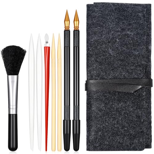 9 PCS Scratch Art Tools Scratching Painting Art Set Tools: Including Tool Bag Scratch Coloring Pens Plastic and Wooden Stylus Scraper Clean Brush for Adults Painting Scratch Art