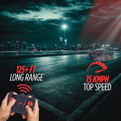 Image of Remote Control Car for Kids |Rechargeable High Speed RC Car with Lithium Battery |Type-C Charging |LED Headlights |Black with Red