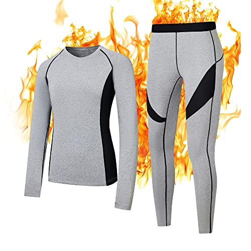 BAYGE Ropa interior térmica para mujer, forro polar interior, transpirable, antibacteriano, ropa interior de esquí, ropa interior funcional, ropa interior cálida, gris, 38 Cover