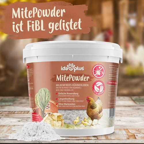 Ida Plus - Gurlite® Pulver gegen Milben – Natürlich gegen die Rote Vogelmilbe – Effektiver als Kieselgur oder Kieselerde – Ökologisch zugelassen – für Hühner, Wachteln & anderes Geflügel - OHNE CHEMIE