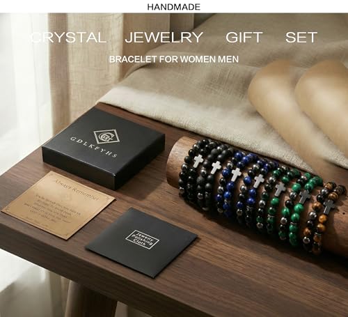 Pulsera de cruz para hombres con piedras protectoras 8MM miniatura 6