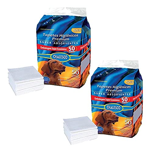 Kit com 2 Pacotes de Tapetes Higiênicos Chalesco 50 para Cães - Total de 100 Unidades - Absorção Sup