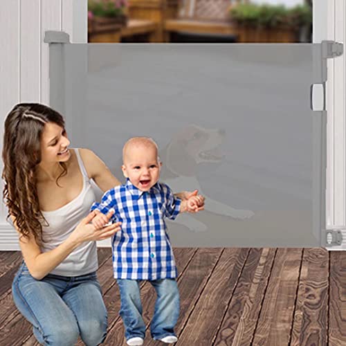 MJLING Schutzgitter Safety 1st, Stabile Einziehbares Treppenschutzgitter, FüR Babys Und Haustiere, Einziehbares TüR Geeignet FüR Innen- Und AußEnbereich Grau Cover
