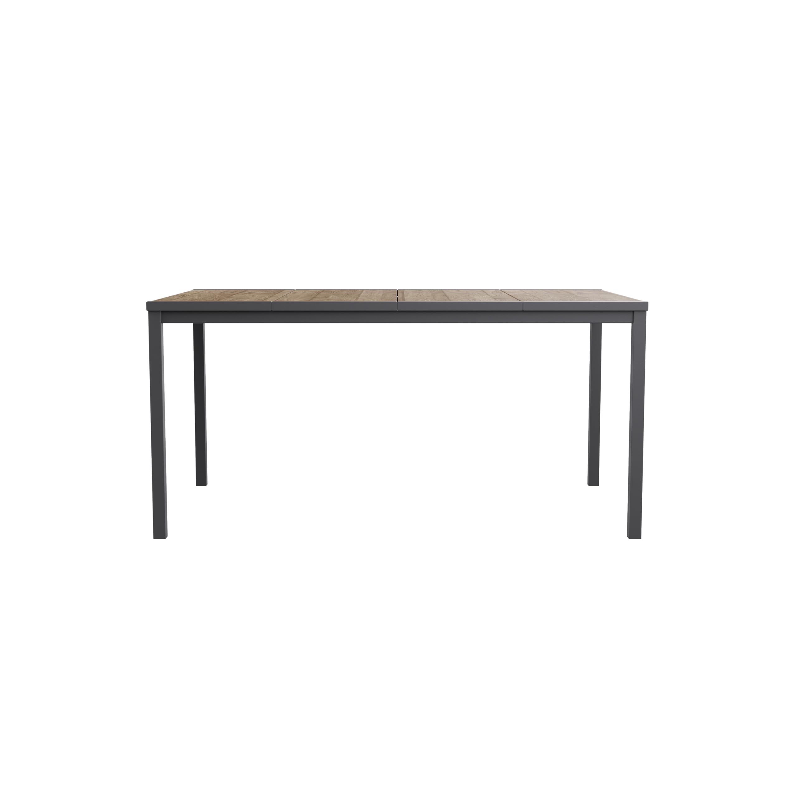 Keter Porto Table de Salle à Manger extérieure pour Jardin et terrasse, 160 x 95 x 75 cm, Convient pour 6 Personnes, Plateau en Finition Effet Bois, Structure en métal Graphite