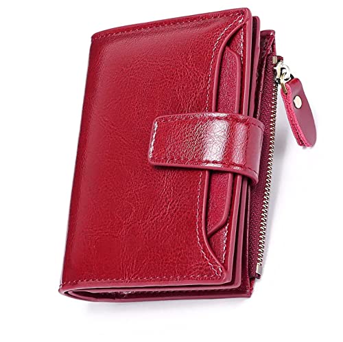 FIBOUND Porte Monnaie, Petit Portefeuille Femme, Femmes Portefeuille en Cuir, avec Emplacements Cartes et Fermeture Eclair et Multi Cartes Anti RFID Blocage Court Portefeuilles Cover