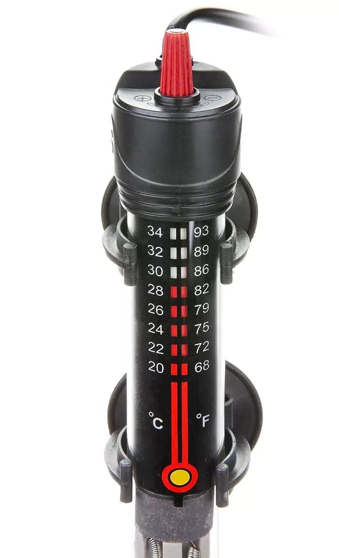 Happet Aquarium Heizstab 200W – AquaT Aquarium Heizung mit Thermostat, Regelheizer mit Einstellbarer Temperatur, Kontrollleuchte und Saugnäpfen für Aquarien von 100–200 L