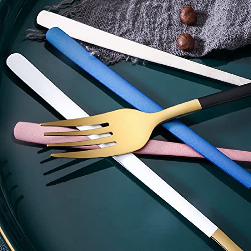 Image of YANCI Dinner Forks Set, Stainless Steel Table Forks Flatware with Colorful Handle 8 Inch Long Handle Fork for Buffet Steak Salad Cake Dessert Fruit for Home, Kitchen & Restaurant (Random, Pack of 6)