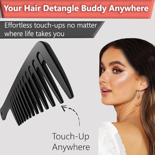 Image of Combelle Professional Wide Tooth Detangling Comb for Women & Men | Durable Black Plastic Anti-Breakage Shampoo Comb | Smooth Rounded Teeth for Curly, Long, Thick & Wet Hair