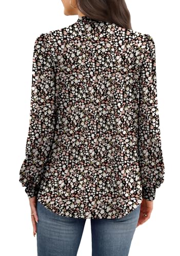 Image of WIHOLL Long Sleeve Shirts for Women Mock Neck Tops Pleated Front Blouses Dressy Casual Spring Fall Clothes 2026 Fashion