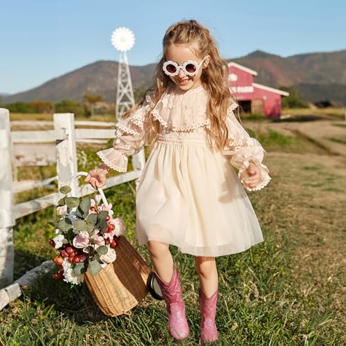 Toddler Girls Cowboy Boots - Cowgirl Western Boot for Kids Mid Calf Riding Shoes Little Kid/Big Kid 5