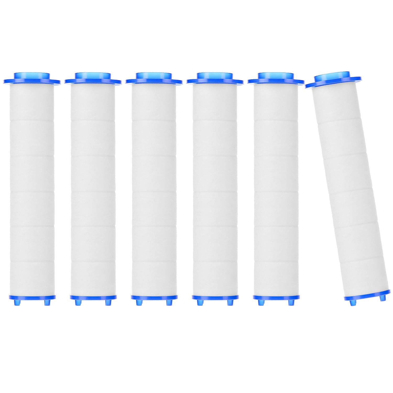 QWORK 6-częściowy zestaw filtrów bawełnianych PP 9,5 x 2 cm do głowicy prysznicowej - usuwanie pozostałości chloru, filtr wapienny do czystej wody, odpowiedni do deszczownicy.