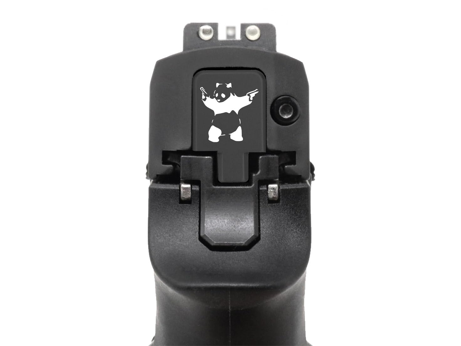 NDZ Performance Slide Cover Back Plate for Sig P320 Series 9mm .40 .357 .45 ACP, Laser Deep Engraved Glow in The Dark, Made in The USA - Panda with Guns