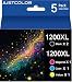 JUSTCOLOR 5 PK Compatible Canon PGI-1200XL PGI1200XL PGI 1200XL PGI1200 1200 Set of 5 Ink Cartridges 9183B001 Black, 9196B001 Cyan, 9197B001 Magenta, 9198B001 Yellow for MAXIFY MB2320, MAXIFY MB2020