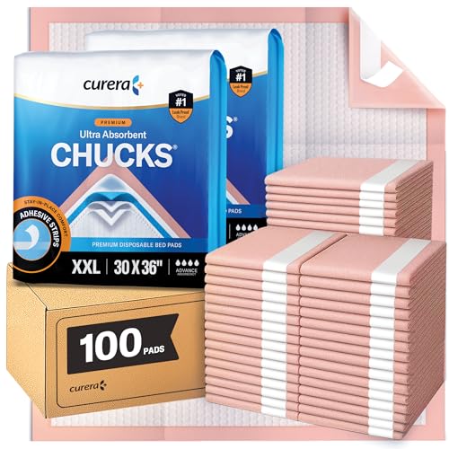 Chucks Premium Disposable Underpads 30”x36” [100-Count] Ultra Absorbent Chux Incontinence Bed Pads Disposable Adult with Adhesive Tape, Pee Pads Pet Training Pads XX-Large 30x36 Bulk Pack