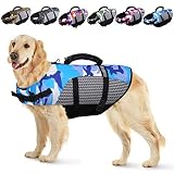 KOESON Dog Life Jacket, Camo Ripstop Dog Life Vest for Swimming, Reflective Pet Safety lifejacket fo