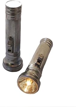 VoOqo Old Fashioned Flashlight, Searchlight Torch, Vintage Style, Retro, Iron, Incandescent, Flashlight, Camping, Hiking, Fishing, Running, Dog Walking, Power Outages, Emergencies, Household Use