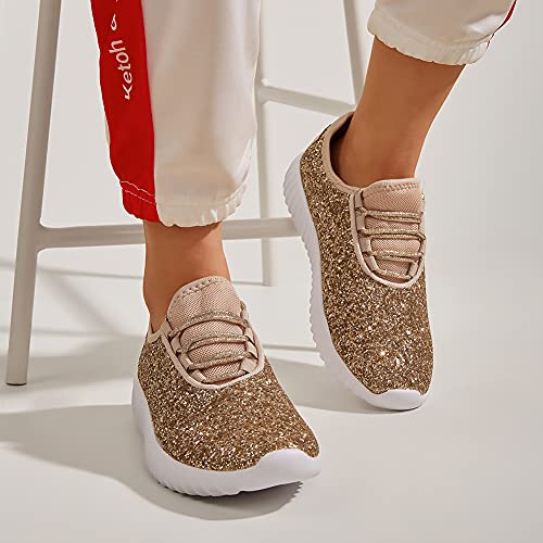 Image of K KIP WOK Fashion Glitter Sneakers for Womens Silp On Running Shoes Lightweigt Tennis Walking Sneakers