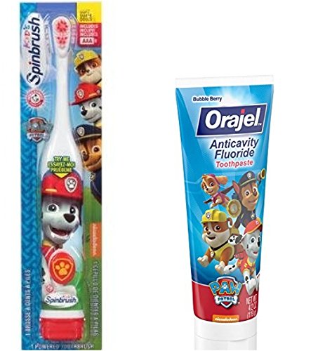 Arm and Hammer Spinbrush Paw Patrol Powered Toohbrush + Orajel PAW Patrol Anticavity Fluoride Toothpaste 4.2 Oz