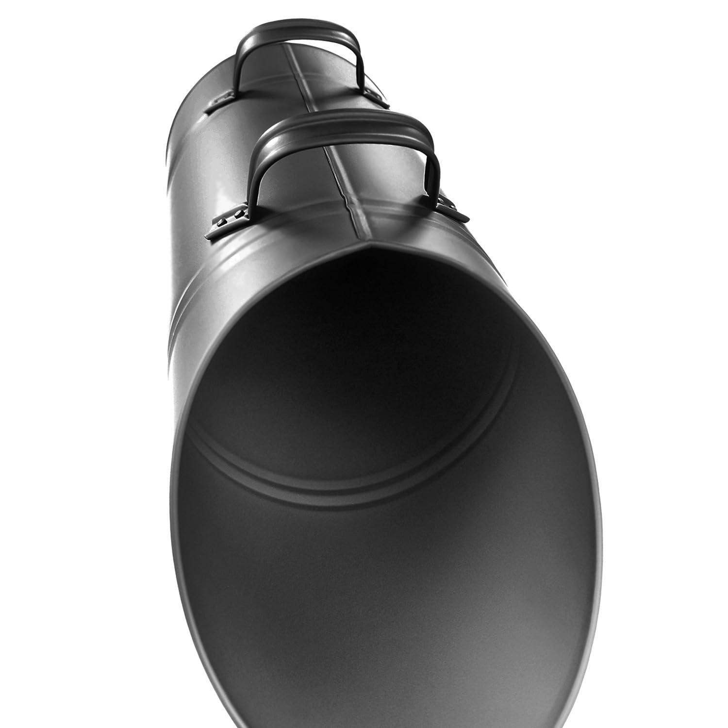 Raik Heinz, seau à charbon en acier gris pour pellets et charbon avec rebord verseur, panier de combustible pour cheminée et poêle à granulés, robuste bac à granulés avec 2 poignées, dimensions H x Ø